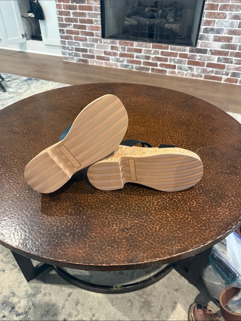 Reef Black Double-Strap Cork Wedge Sandals